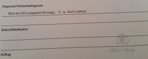 Überweisung mit Verdacht auf Autismus