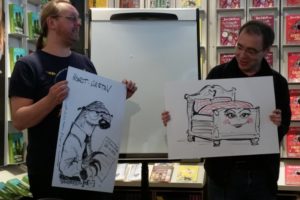 Autor David Safier und Illustrator Oliver Kurth präsentieren die Bloggerstory auf der Frankfurter Buchmesse 2016 organisiert vom Rowohlt Verlag
