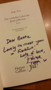 Jessie Jefferson I signiert von Paige Toon auf der Frankfurter Buchmesse 2016