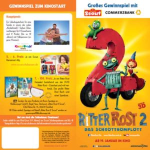 Flyer zur Ritter Rost 2 Verlosung von Scout und der Commerzbank 1/2