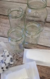 Material fuer DIY Halloween Mumienglaeser