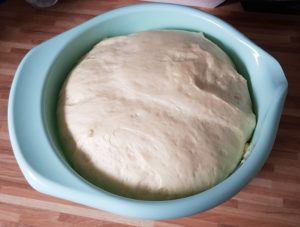 Der Hefeteig nach den gehen