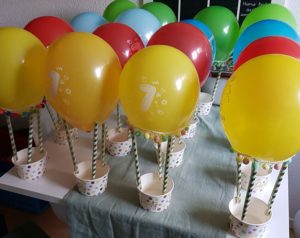 selbstgebastelte Heißluftballons fuer den Kindergeburtstag
