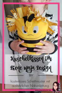 Kuschelkissen im Biene Maja Design zum Nachmachen mit kostenlosem Schnittmuster und Anleitung