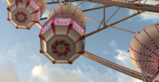 Ein Riesenrad von unten gen Himmel betrachtet - Gedankenkarussel - Umbrueche